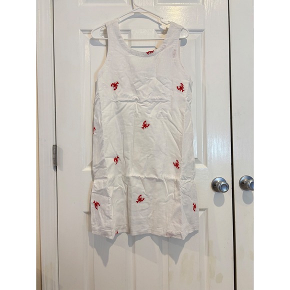 C&C California White Linen Blend Embroidered Lobster Sleeveless Tank Dress - Picture 1 of 6